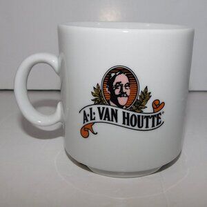 Vintage A.L. Van Houtte Coffee Mug White Porcelain Danesco Canada 3.25"